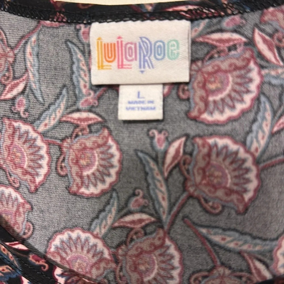 Lularoe Tunic Sz Large Black with Floral Design - Picture 3 of 8